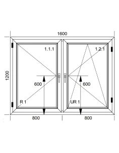 Kunststofffenster PVC Fenster 160x120 cm DREH+DREH/KIPP Aluplast Ideal 4000 2