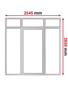 Kunststoff Balkontür Terassentür 2545 x 2650 mm FIX + DREH/KIPP + FIX mit Oberlicht