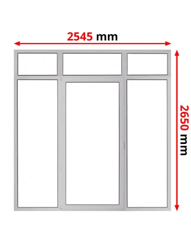 Kunststoff Balkontür Terassentür 2545 x 2650 mm FIX + DREH/KIPP + FIX mit Oberlicht