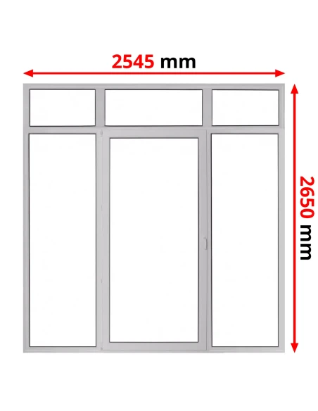 Kunststoff Balkontür Terassentür 2545 x 2650 mm FIX + DREH/KIPP + FIX mit Oberlicht
