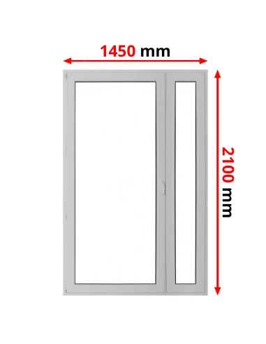 Kunststoff Balkontür 1450 x 2100 mm DREH/KIPP + FIX