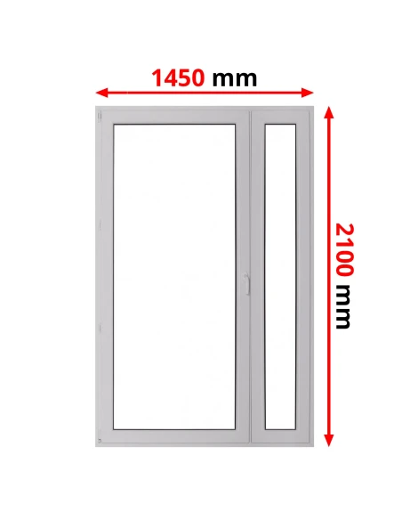 Kunststoff Balkontür 1450 x 2100 mm DREH/KIPP + FIX