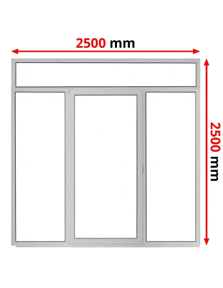 Kunststoff Balkontür Terassentür 2500 x 2500 mm FIX + DREH/KIPP + FIX mit Oberlicht