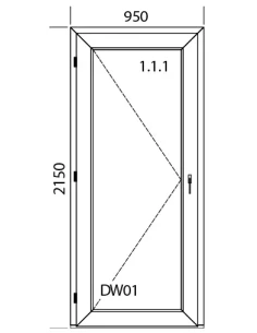 Kunststoff Balkontür 950 x 2150 mm DREH 2