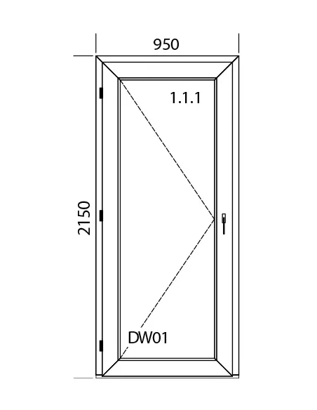 Kunststoff Balkontür 950 x 2150 mm DREH