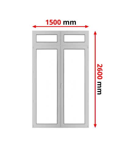 Kunststoff Balkontür 1500 x 2600 mm DREH + DREH/KIPP mit Oberlicht