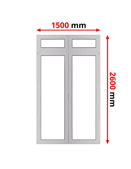 Kunststoff Balkontür 1500 x 2600 mm DREH + DREH/KIPP mit Oberlicht