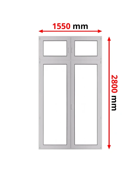 Kunststoff Balkontür 1550 x 2800 mm DREH + DREH/KIPP mit Oberlicht