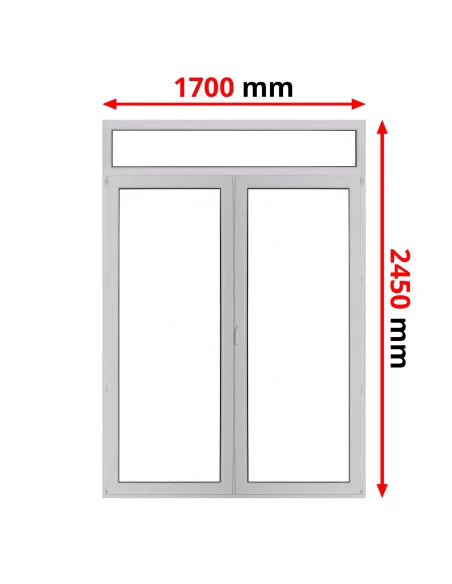 Kunststoff Balkontür 1700 x 2450 mm DREH + DREH/KIPP mit Oberlicht