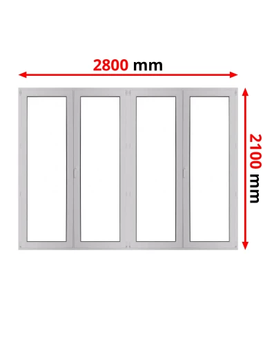 Kunststoff Balkontür 2800 x 2100 mm Terassentür DREH + DREH/KIPP + DREH + DREH/KIPP