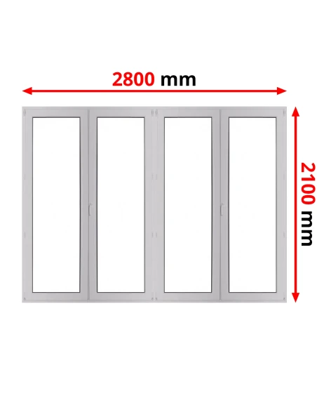 Kunststoff Balkontür 2800 x 2100 mm Terassentür DREH + DREH/KIPP + DREH + DREH/KIPP