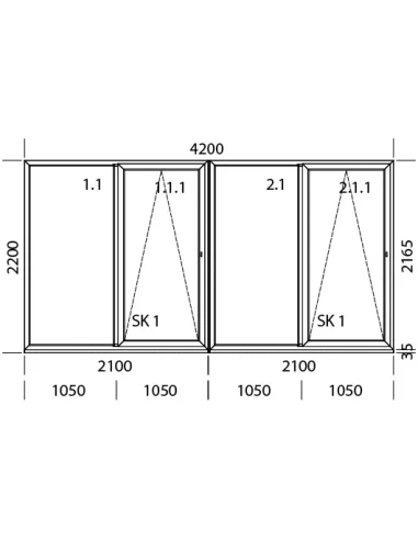 PSK Terassentür PVC 4200 x 2200 mm Schiebetür