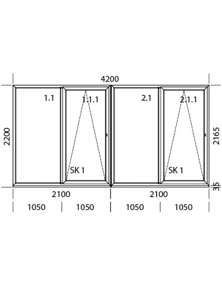 PSK Terassentür PVC 4200 x 2200 mm Schiebetür