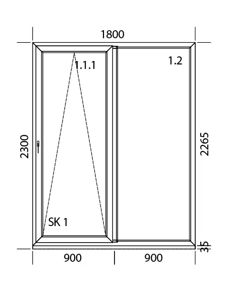 PSK Terassentür PVC 1800 x 2300 mm Schiebetür