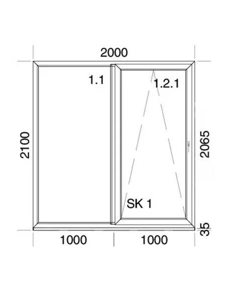 PSK Terassentür PVC 2000 x 2100 mm Schiebetür