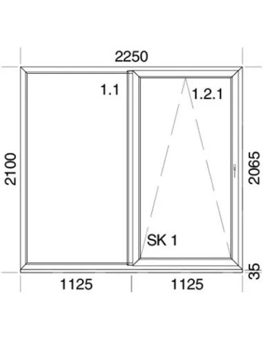 PSK Terassentür PVC 2250 x 2100 mm Schiebetür