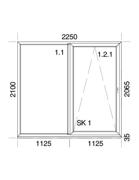 PSK Terassentür PVC 2250 x 2100 mm Schiebetür