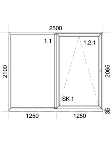 PSK Terassentür PVC 2500 x 2100 mm Schiebetür