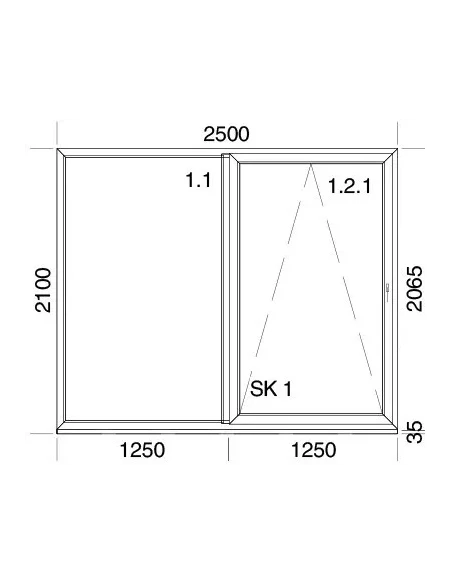 PSK Terassentür PVC 2500 x 2100 mm Schiebetür