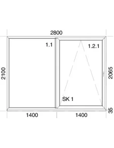 PSK Terassentür PVC 2800 x 2100 mm Schiebetür + Aluskin 2