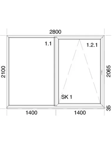 PSK Terassentür PVC 2800 x 2100 mm Schiebetür + Aluskin