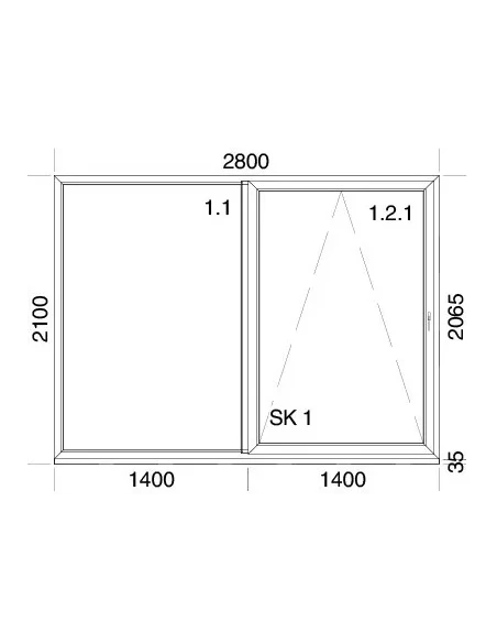 PSK Terassentür PVC 2800 x 2100 mm Schiebetür + Aluskin