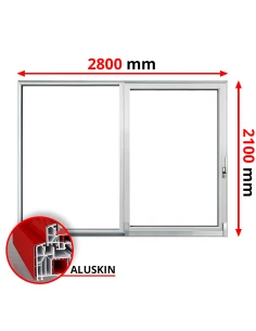 PSK Terassentür PVC 2800 x 2100 mm Schiebetür + Aluskin