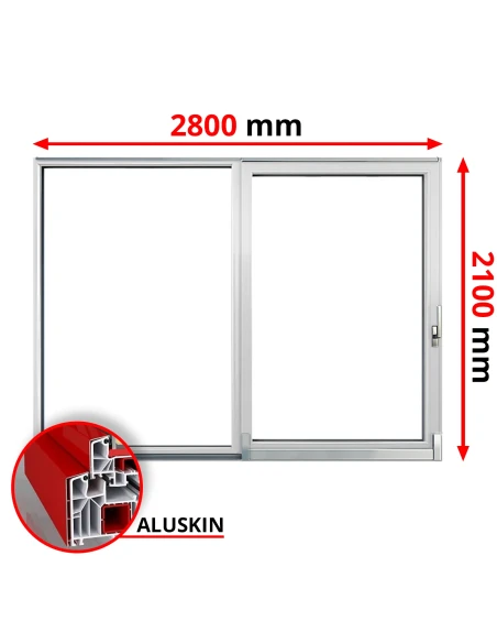 PSK Terassentür PVC 2800 x 2100 mm Schiebetür + Aluskin