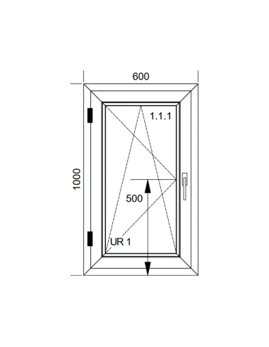 Kunststofffenster PVC Fenster 60x100 cm DREH/KIPP Aluplast Ideal 8000