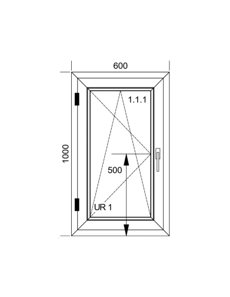 Kunststofffenster PVC Fenster 60x100 cm DREH/KIPP Aluplast Ideal 8000