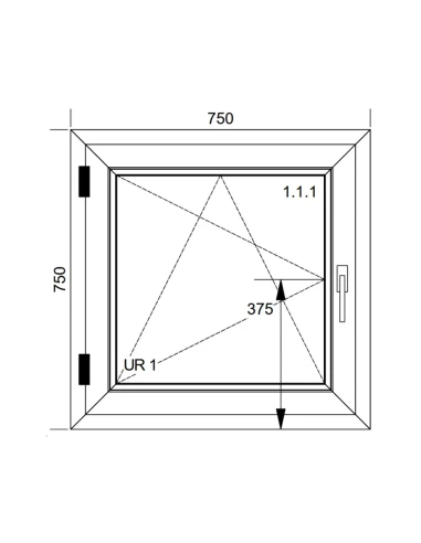 Kunststofffenster PVC Fenster 75x75 cm DREH/KIPP Aluplast Ideal 8000