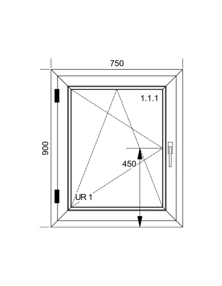 Kunststofffenster PVC Fenster 75x90 cm DREH/KIPP Aluplast Ideal 8000