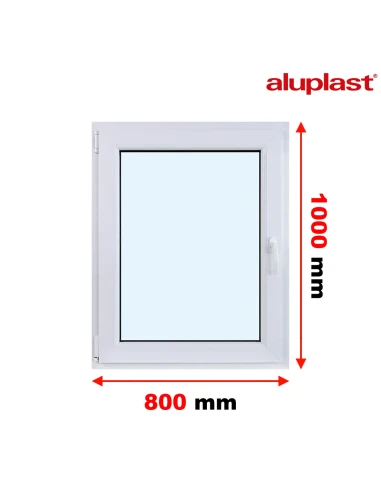 Kunststofffenster PVC Fenster 80x100 cm DREH/KIPP Aluplast Ideal 8000