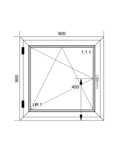 Kunststofffenster PVC Fenster 90x90 cm DREH/KIPP Aluplast Ideal 8000 2