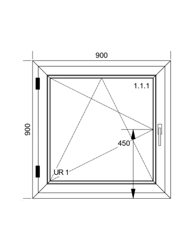 Kunststofffenster PVC Fenster 90x90 cm DREH/KIPP Aluplast Ideal 8000