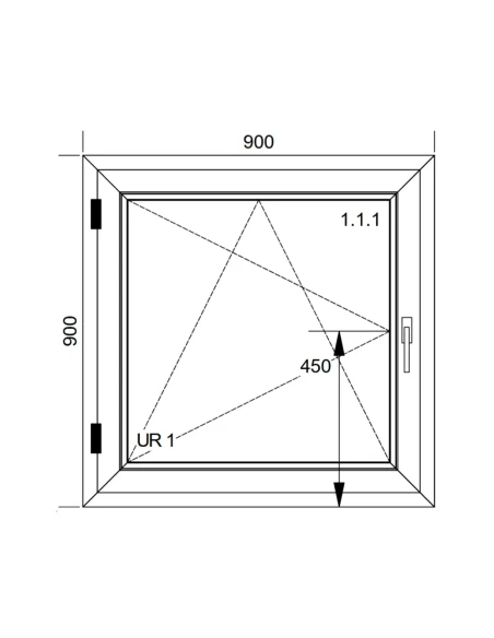 Kunststofffenster PVC Fenster 90x90 cm DREH/KIPP Aluplast Ideal 8000