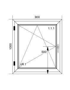 Kunststofffenster PVC Fenster 90x100 cm DREH/KIPP Aluplast Ideal 8000 2