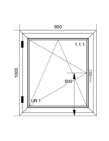Kunststofffenster PVC Fenster 90x100 cm DREH/KIPP Aluplast Ideal 8000