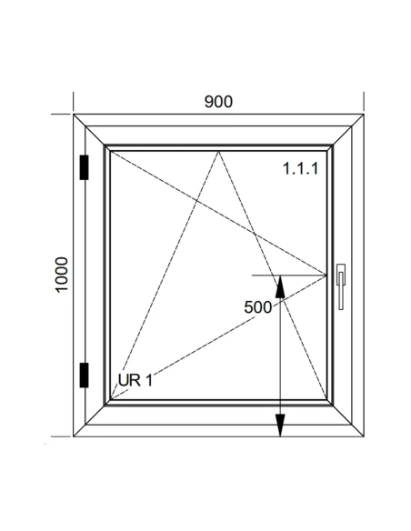 Kunststofffenster PVC Fenster 90x100 cm DREH/KIPP Aluplast Ideal 8000