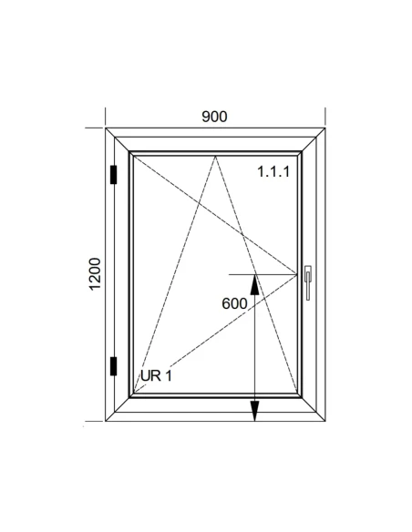Kunststofffenster PVC Fenster 90x120 cm DREH/KIPP Aluplast Ideal 8000