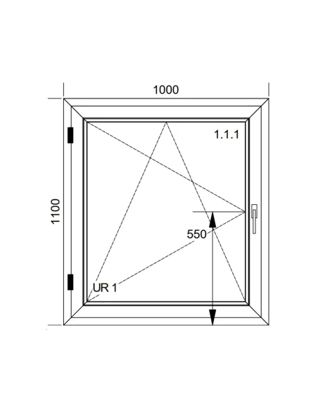 Kunststofffenster PVC Fenster 100x110 cm DREH/KIPP Aluplast Ideal 8000