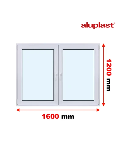 Kunststofffenster PVC Fenster 160x120 cm DREH+DREH/KIPP Aluplast Ideal 8000