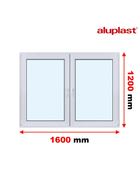 Kunststofffenster PVC Fenster 160x120 cm DREH+DREH/KIPP Aluplast Ideal 8000
