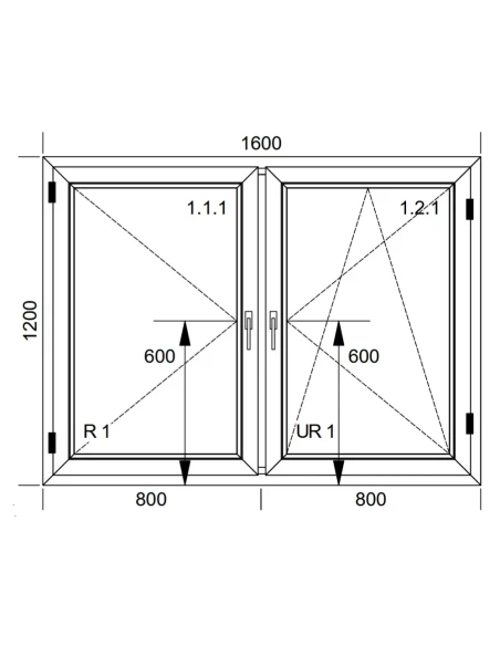 Kunststofffenster PVC Fenster 160x120 cm DREH+DREH/KIPP Aluplast Ideal 8000