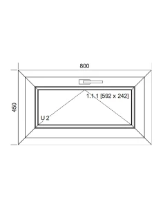 Kunststofffenster PVC Fenster 80x45 cm KIPP Aluplast Ideal 8000 2
