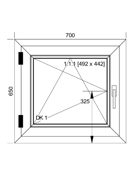 Kunststofffenster PVC Fenster 70x65 cm DREH/KIPP Aluplast Ideal 8000