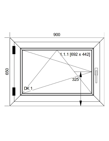 Kunststofffenster PVC Fenster 90x65 cm DREH/KIPP Aluplast Ideal 8000