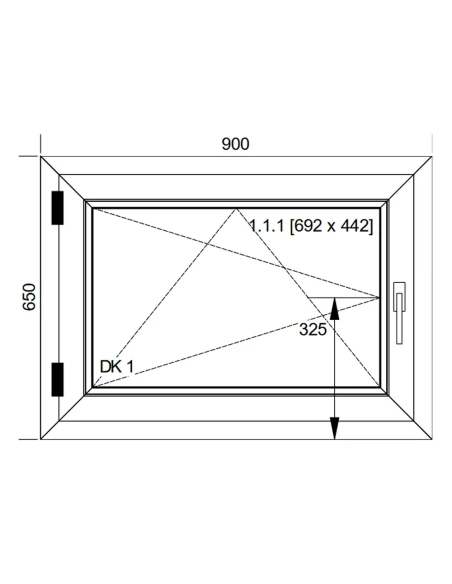 Kunststofffenster PVC Fenster 90x65 cm DREH/KIPP Aluplast Ideal 8000