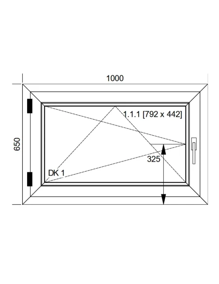 Kunststofffenster PVC Fenster 100x65 cm DREH/KIPP Aluplast Ideal 8000