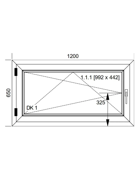 Kunststofffenster PVC Fenster 120x65 cm DREH/KIPP Aluplast Ideal 8000